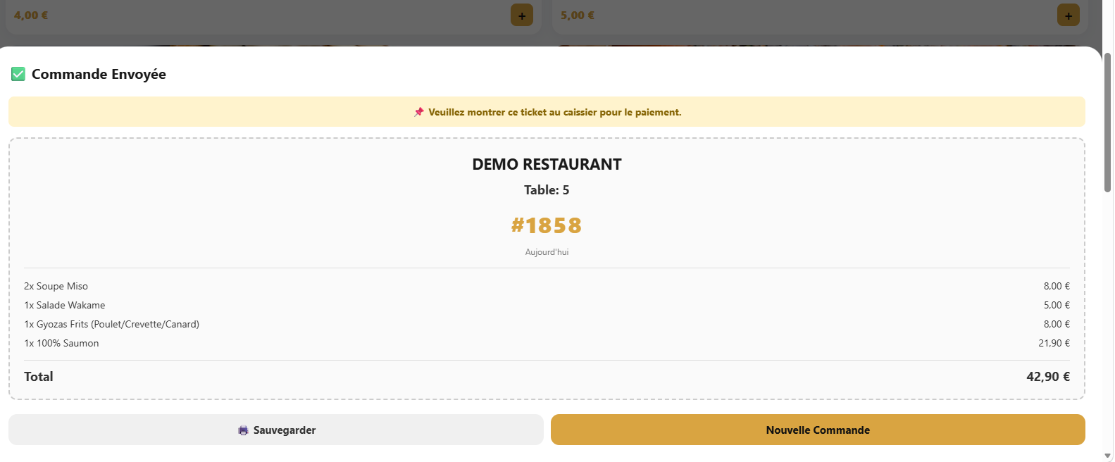 Commande envoyée
