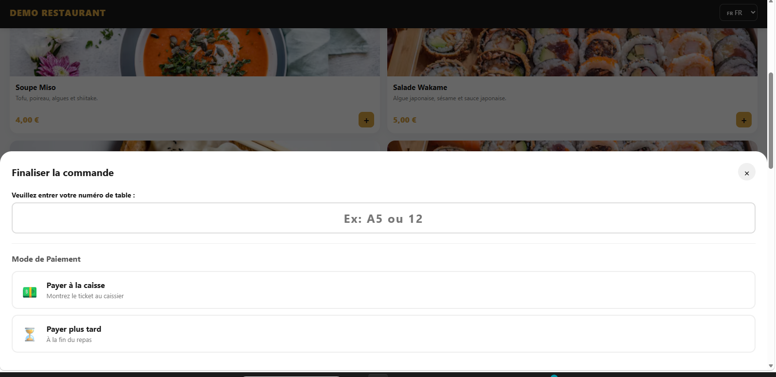 Sélection des plats