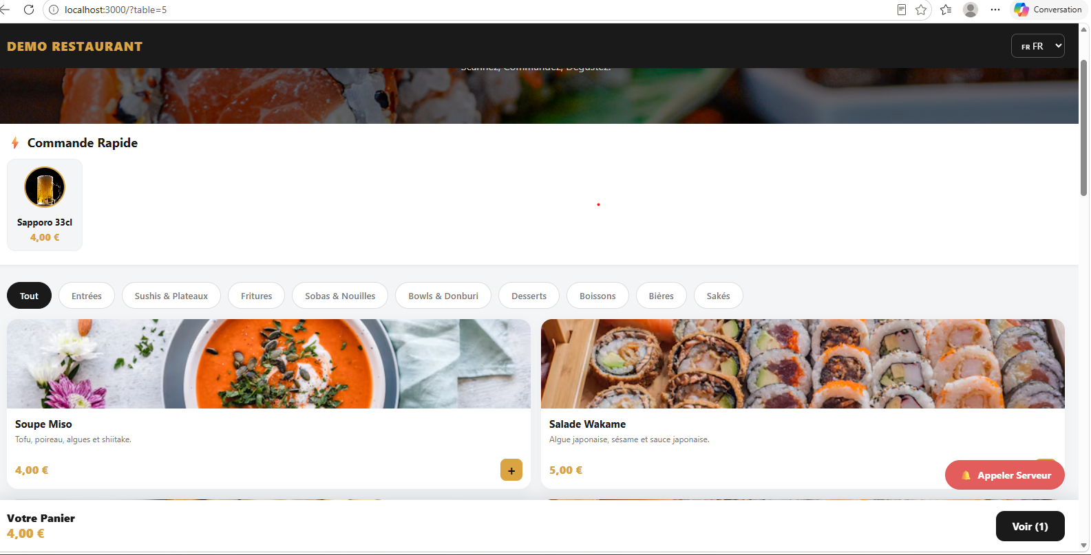 Menu client